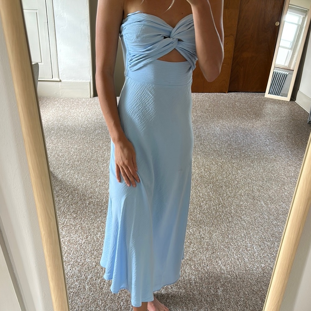 Francesca's Collections Strapless Light Blue Dress
